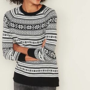 Old Navy Black & White Far Isle Sweater Women’s Large NEW